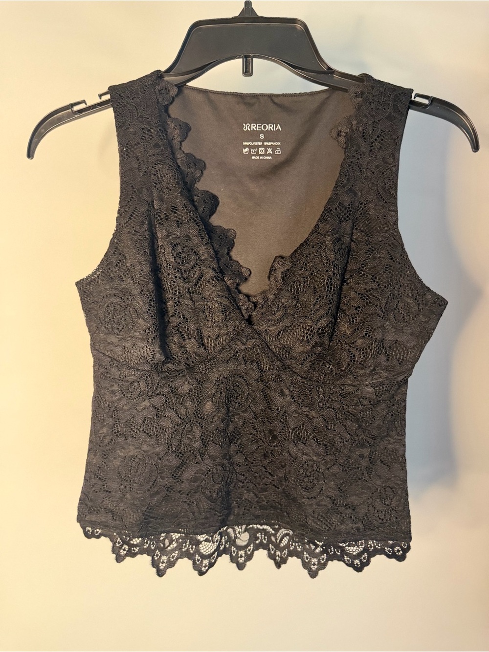 ReoRia Black Floral Lace Bandeau Tank